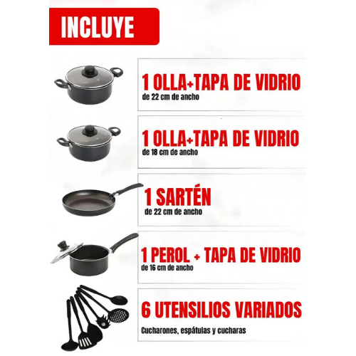 SET DE 13 PIEZAS (JUEGO DE OLLAS)